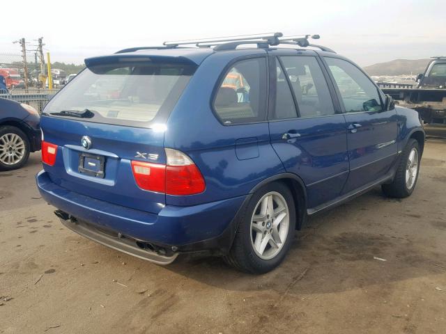 5UXFB33513LH40299 - 2003 BMW X5 4.4I BLUE photo 4