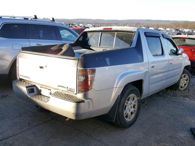 2HJYK16536H502460 - 2006 HONDA RIDGELINE SILVER photo 4