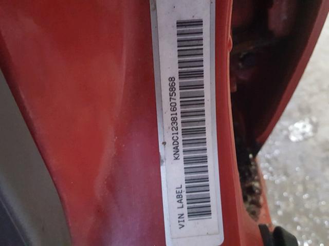 KNADC123816075868 - 2001 KIA RIO RED photo 10