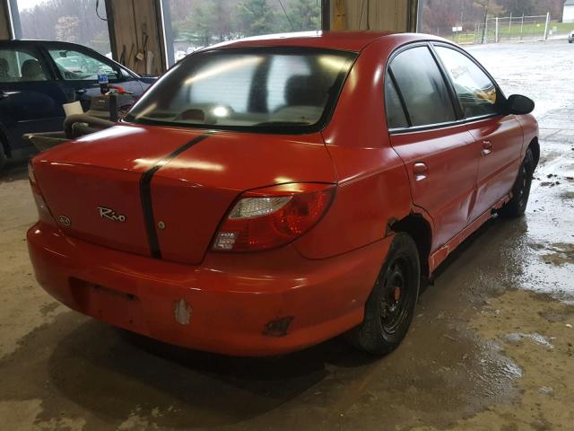 KNADC123816075868 - 2001 KIA RIO RED photo 4