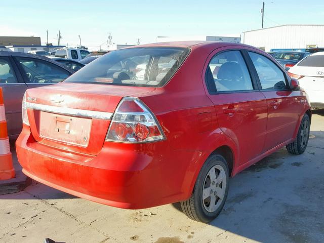 KL1TD56637B054635 - 2007 CHEVROLET AVEO BASE Қызыл фото 4