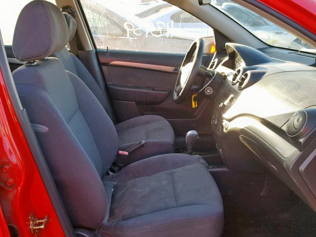 KL1TD56637B054635 - 2007 CHEVROLET AVEO BASE Қызыл фото 5