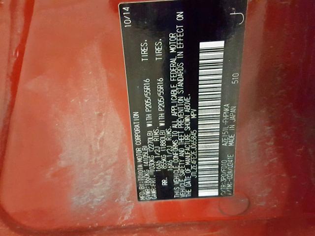 JTLZE4FE2EJ065845 - 2014 TOYOTA SCION XB Қызыл фото 10