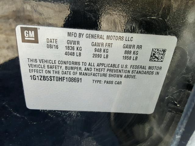 1G1ZB5ST0HF108691 - 2017 CHEVROLET MALIBU LS BLACK photo 10