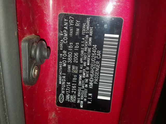 KMHDH6AH2EU026404 - 2014 HYUNDAI ELANTRA CO RED photo 10