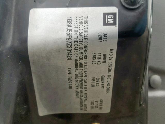 1G8AJ55F97Z201424 - 2007 SATURN ION LEVEL SILVER photo 10