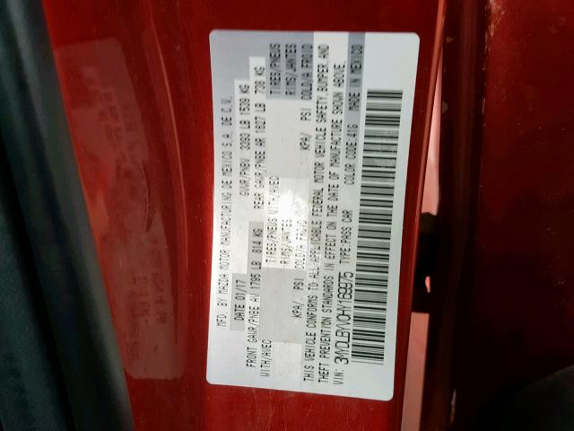 3MYDLBYV0HY169975 - 2017 TOYOTA YARIS IA RED photo 10