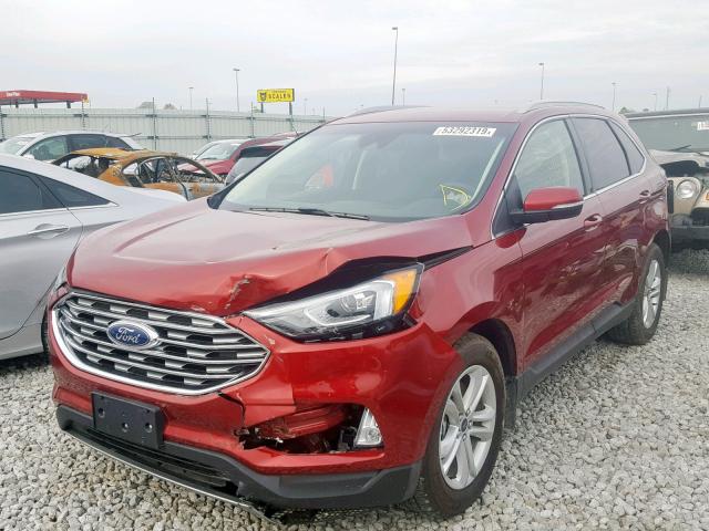 2FMPK4J93KBB23317 - 2019 FORD EDGE SEL RED photo 2