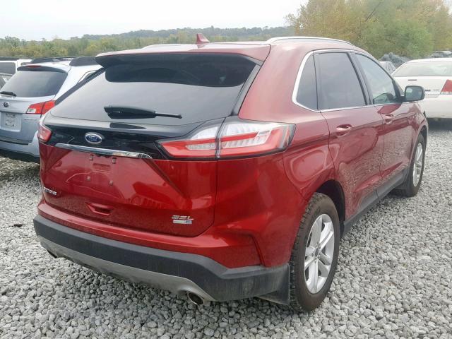 2FMPK4J93KBB23317 - 2019 FORD EDGE SEL RED photo 4