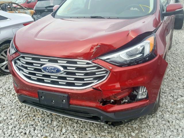 2FMPK4J93KBB23317 - 2019 FORD EDGE SEL RED photo 9