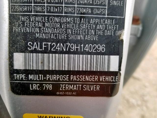 SALFT24N79H140296 - 2009 LAND ROVER LR2 HSE TE GRAY photo 10