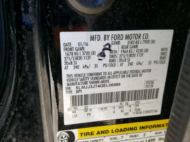 5LMJJ3JT4GEL06989 - 2016 LINCOLN NAVIGATOR BLACK photo 10