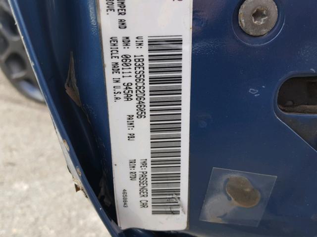 1B3ES56C62D646056 - 2002 DODGE NEON ES BLUE photo 10