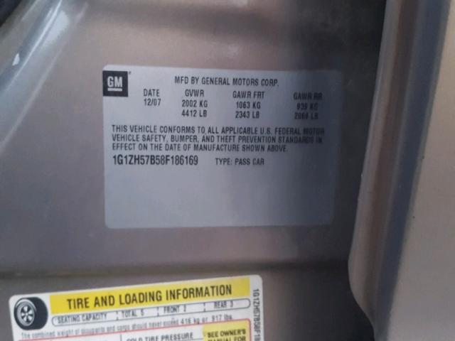 1G1ZH57B58F186169 - 2008 CHEVROLET MALIBU 1LT BROWN photo 10