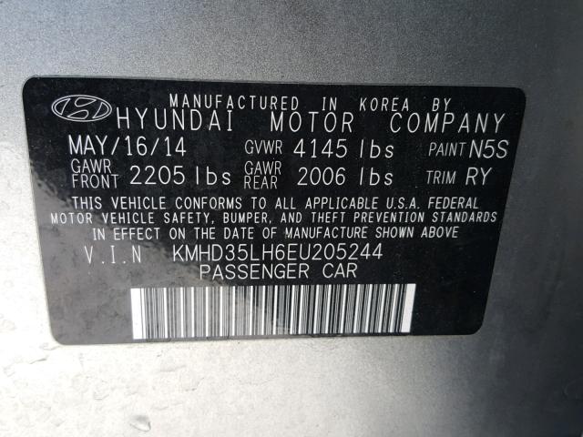 KMHD35LH6EU205244 - 2014 HYUNDAI ELANTRA GT SILVER photo 10