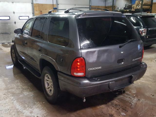 1B4HS38N62F206726 - 2002 DODGE DURANGO SP GRAY photo 3