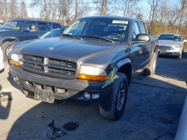 1B7HG38N12S664721 - 2002 DODGE DAKOTA QUA GRAY photo 2