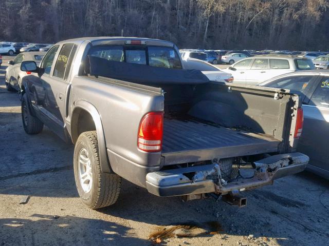 1B7HG38N12S664721 - 2002 DODGE DAKOTA QUA GRAY photo 3