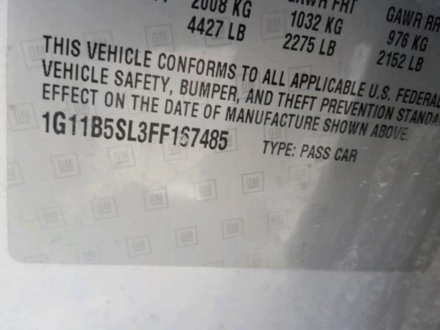 1G11B5SL3FF167485 - 2015 CHEVROLET MALIBU LS 银色 照片 10
