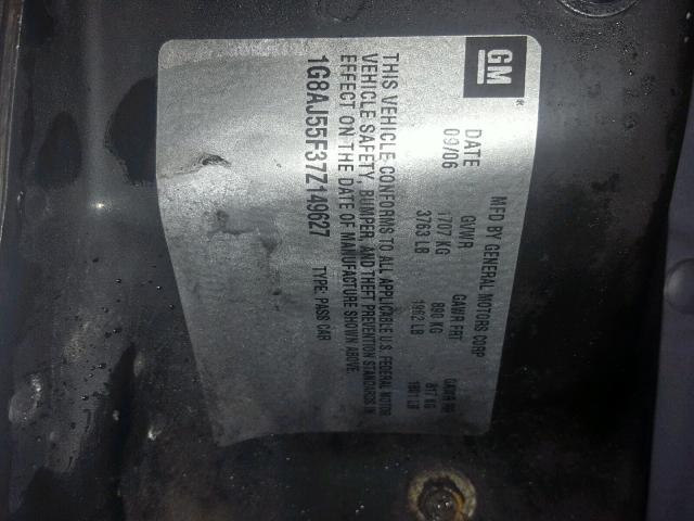 1G8AJ55F37Z149627 - 2007 SATURN ION LEVEL GRAY photo 10