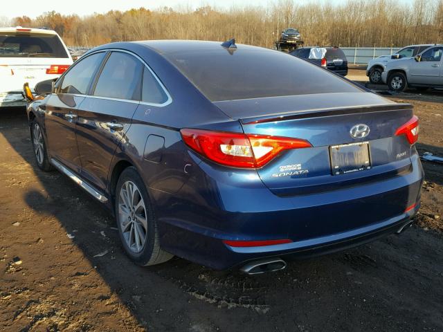 5NPE34AF1GH298272 - 2016 HYUNDAI SONATA SPO BLUE photo 3