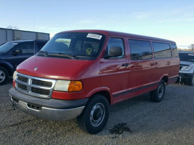 2B5WB35Z11K548644 - 2001 DODGE RAM WAGON RED photo 2