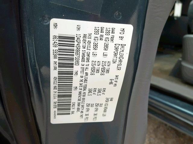 1D4GP45R86B732093 - 2006 DODGE CARAVAN SX BLUE photo 10