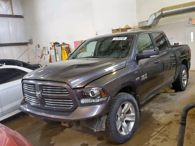 1C6RR7MT8ES155764 - 2014 RAM 1500 SPORT GRAY photo 2