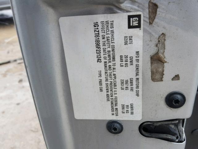 1G1ZT61896F231242 - 2006 CHEVROLET MALIBU MAX GRAY photo 10