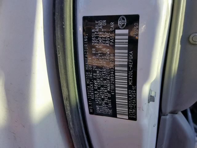 4T1BF28B94U382788 - 2004 TOYOTA AVALON XL WHITE photo 10