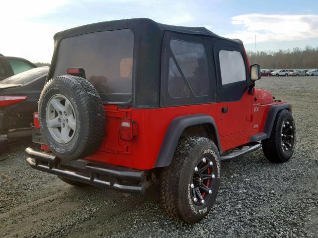 1J4FA39S32P736951 - 2002 JEEP WRANGLER / RED photo 4