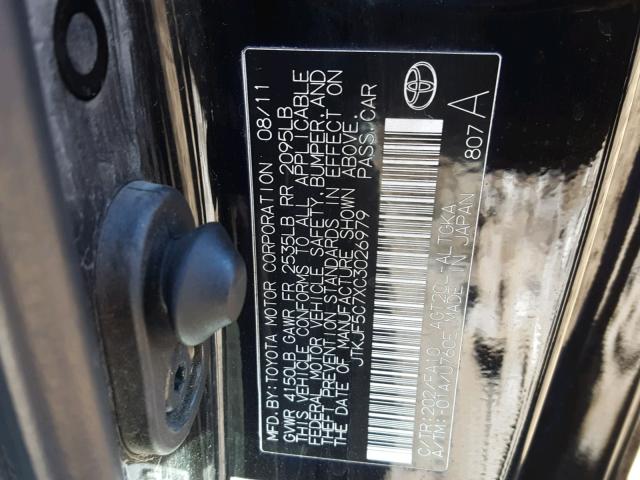 JTKJF5C7XC3026979 - 2012 TOYOTA SCION TC Qara foto 10