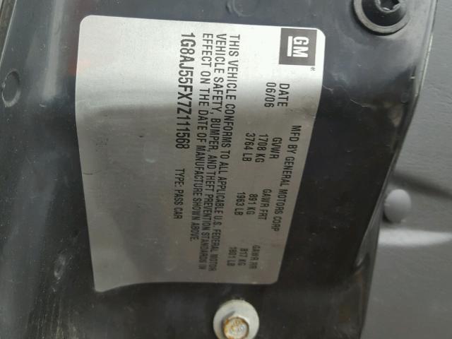 1G8AJ55FX7Z111568 - 2007 SATURN ION LEVEL SILVER photo 10