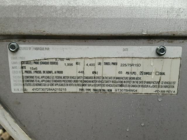 4YDT307284A215215 - 2004 KEYSTONE SPRINTER თეთრი ფოტო 8