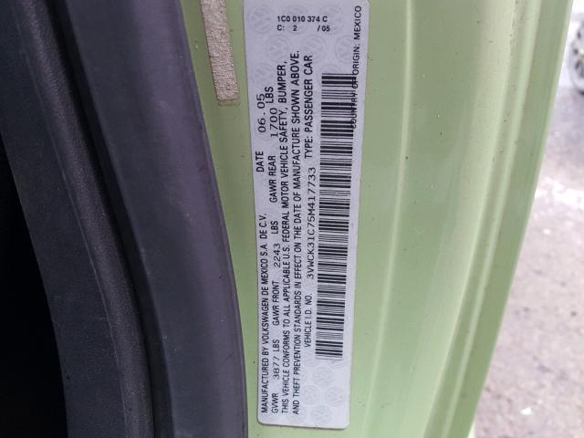 3VWCK31C75M417733 - 2005 VOLKSWAGEN NEW BEETLE 绿色 照片 10