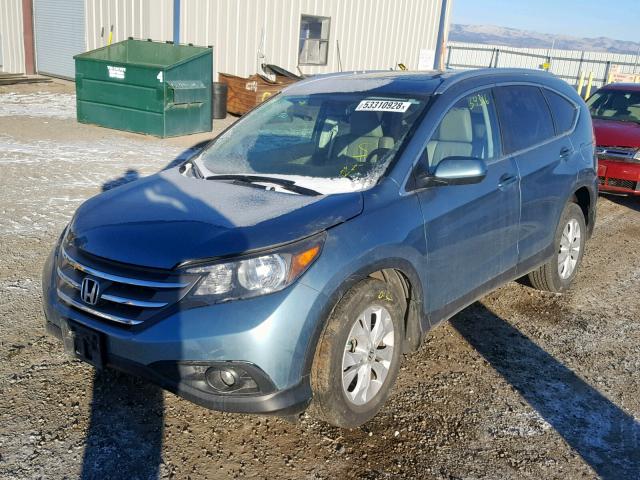 2HKRM4H76EH696524 - 2014 HONDA CR-V EXL BLUE photo 2