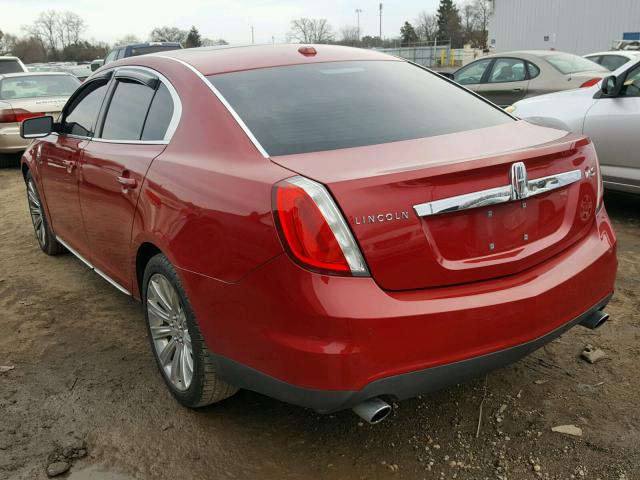 1LNHM93R69G633737 - 2009 LINCOLN MKS MAROON photo 3