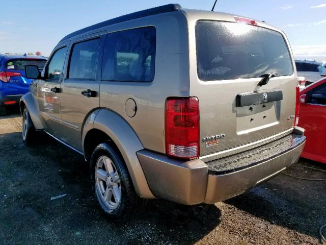 1D8GU28K27W734796 - 2007 DODGE NITRO SXT BEIGE photo 3