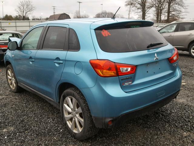 4A4AR3AU6EE029308 - 2014 MITSUBISHI OUTLANDER BLUE photo 3