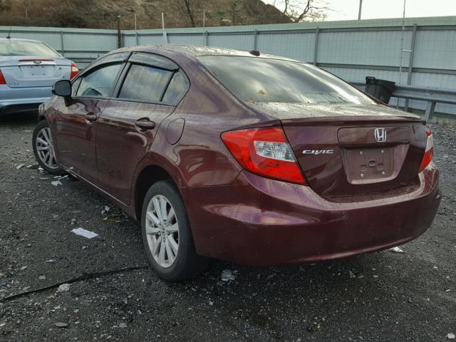 2HGFB2F99CH539014 - 2012 HONDA CIVIC EXL MAROON photo 3