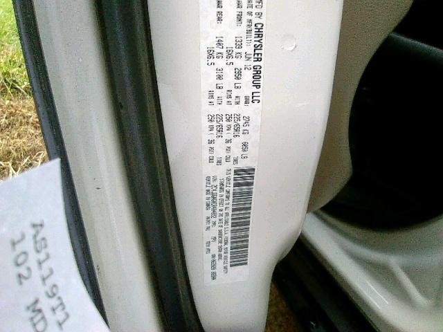 2C4JDGAG0CR404892 - 2012 DODGE RAM VAN WHITE photo 10