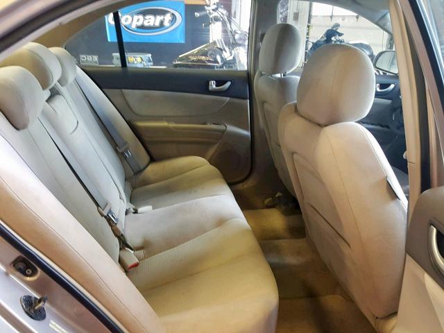 5NPET46C88H354661 - 2008 HYUNDAI SONATA GLS BEIGE photo 6