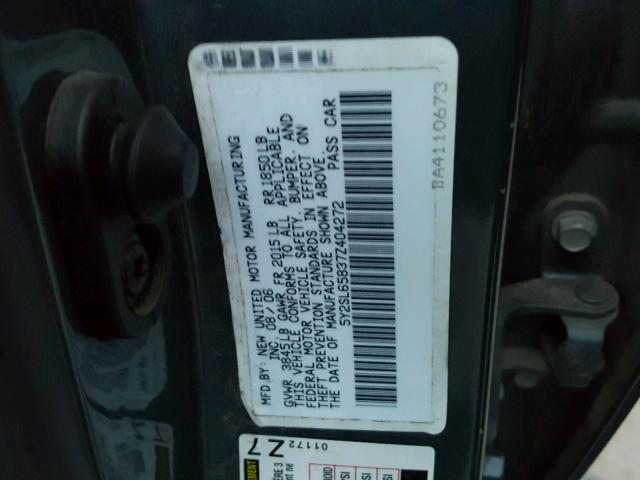 5Y2SL65837Z404272 - 2007 PONTIAC VIBE BLUE photo 10