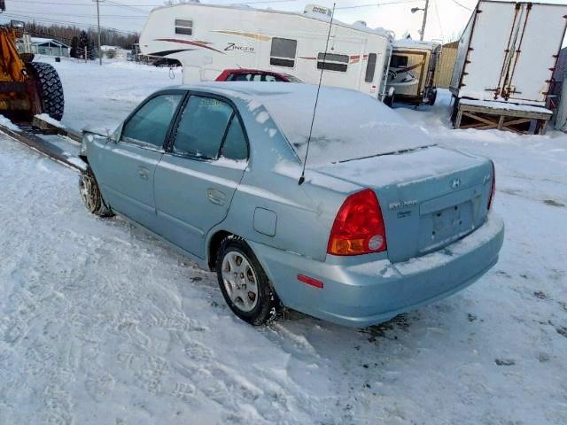 KMHCG45C23U426834 - 2003 HYUNDAI ACCENT GL BLUE photo 3