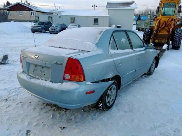 KMHCG45C23U426834 - 2003 HYUNDAI ACCENT GL BLUE photo 4