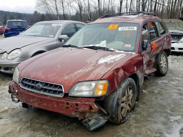 4S3BH675937646266 - 2003 SUBARU LEGACY OUT RED photo 2