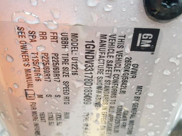 1GNDV33178D185099 - 2008 CHEVROLET UPLANDER L 银色 照片 10