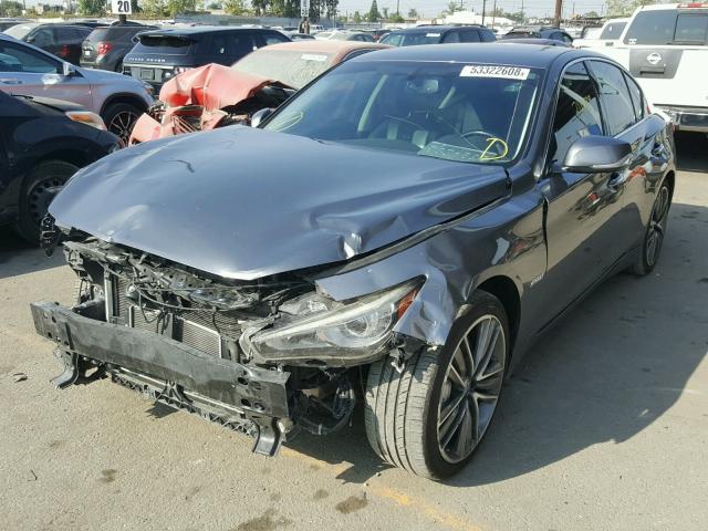 JN1AV7AP6EM690527 - 2014 INFINITI Q50 HYBRID GRAY photo 2