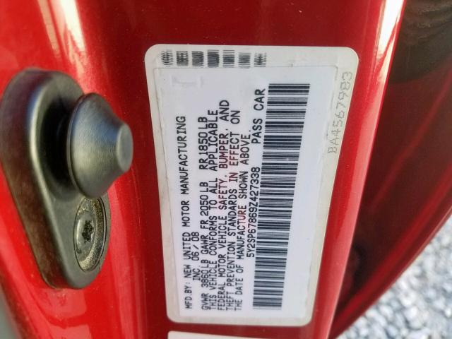 5Y2SP67869Z427338 - 2009 PONTIAC VIBE RED photo 10