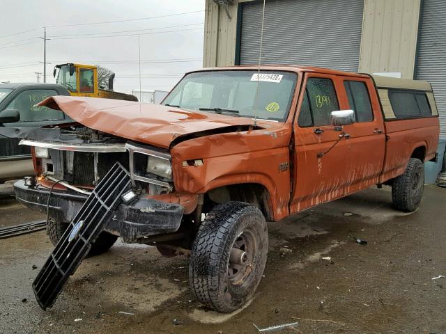 2FTJW3613GCB51812 - 1986 FORD F350 RED photo 2